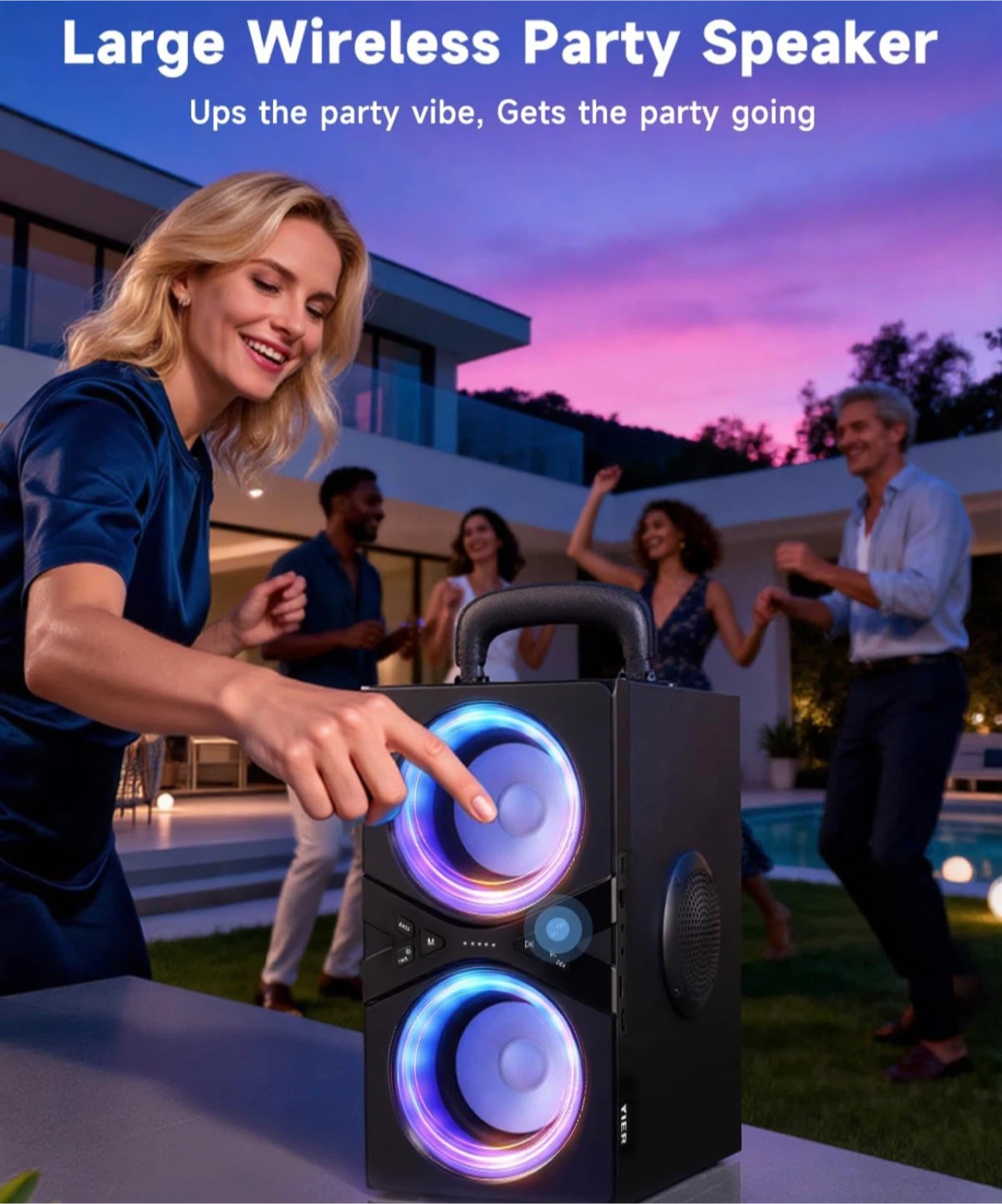 80W Max Loud Bass Wireless Party Speaker with Light Show - photo 2