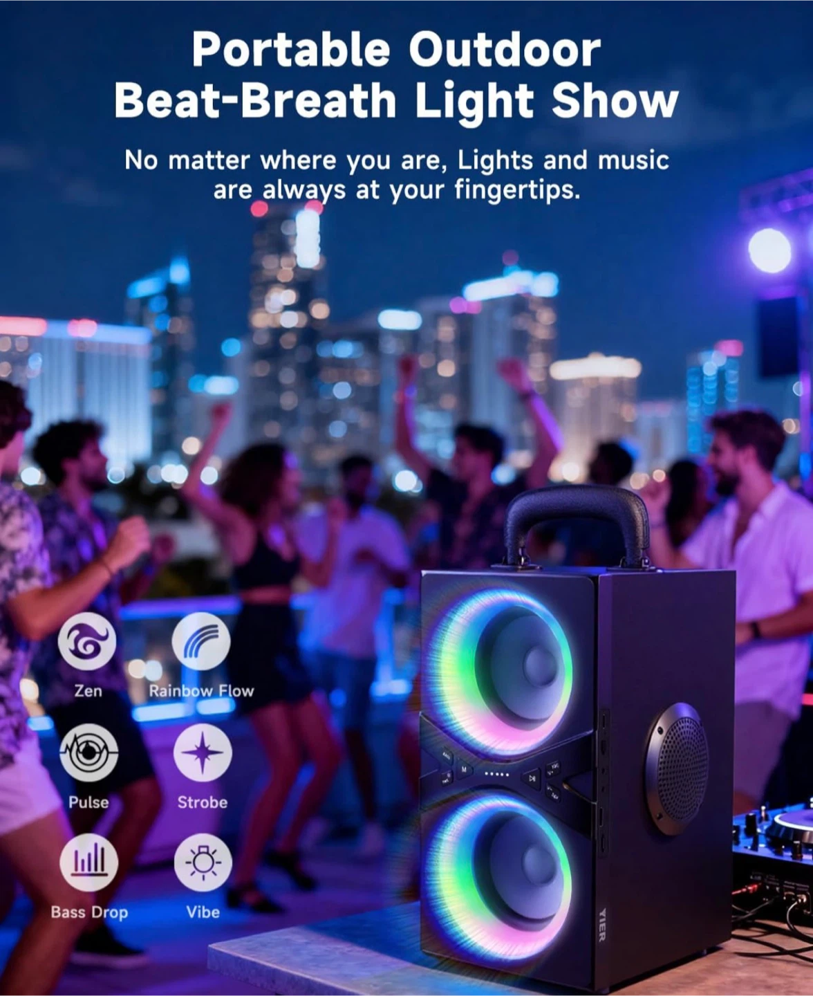 80W Max Loud Bass Wireless Party Speaker with Light Show - photo 4