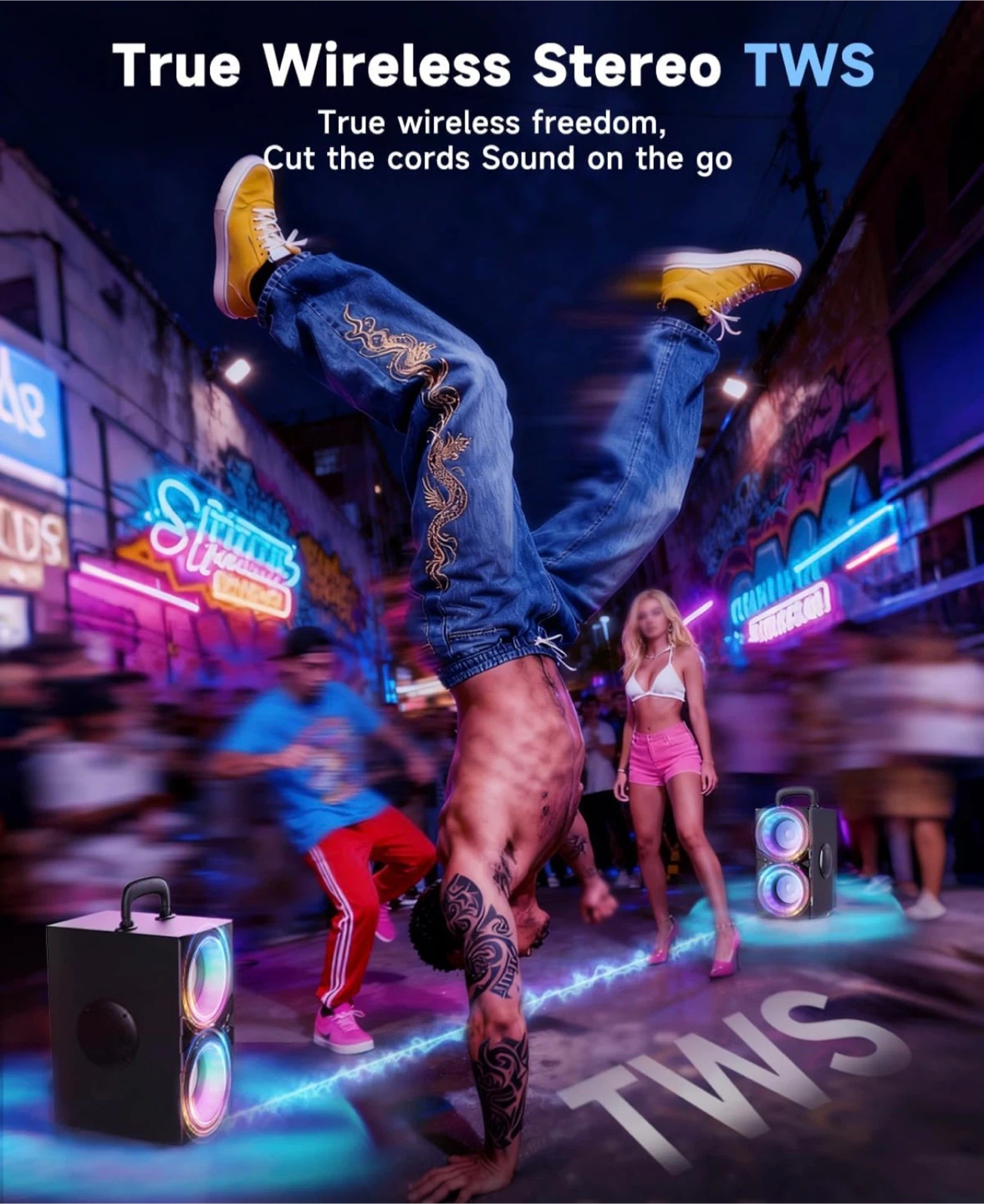 80W Max Loud Bass Wireless Party Speaker with Light Show - photo 5