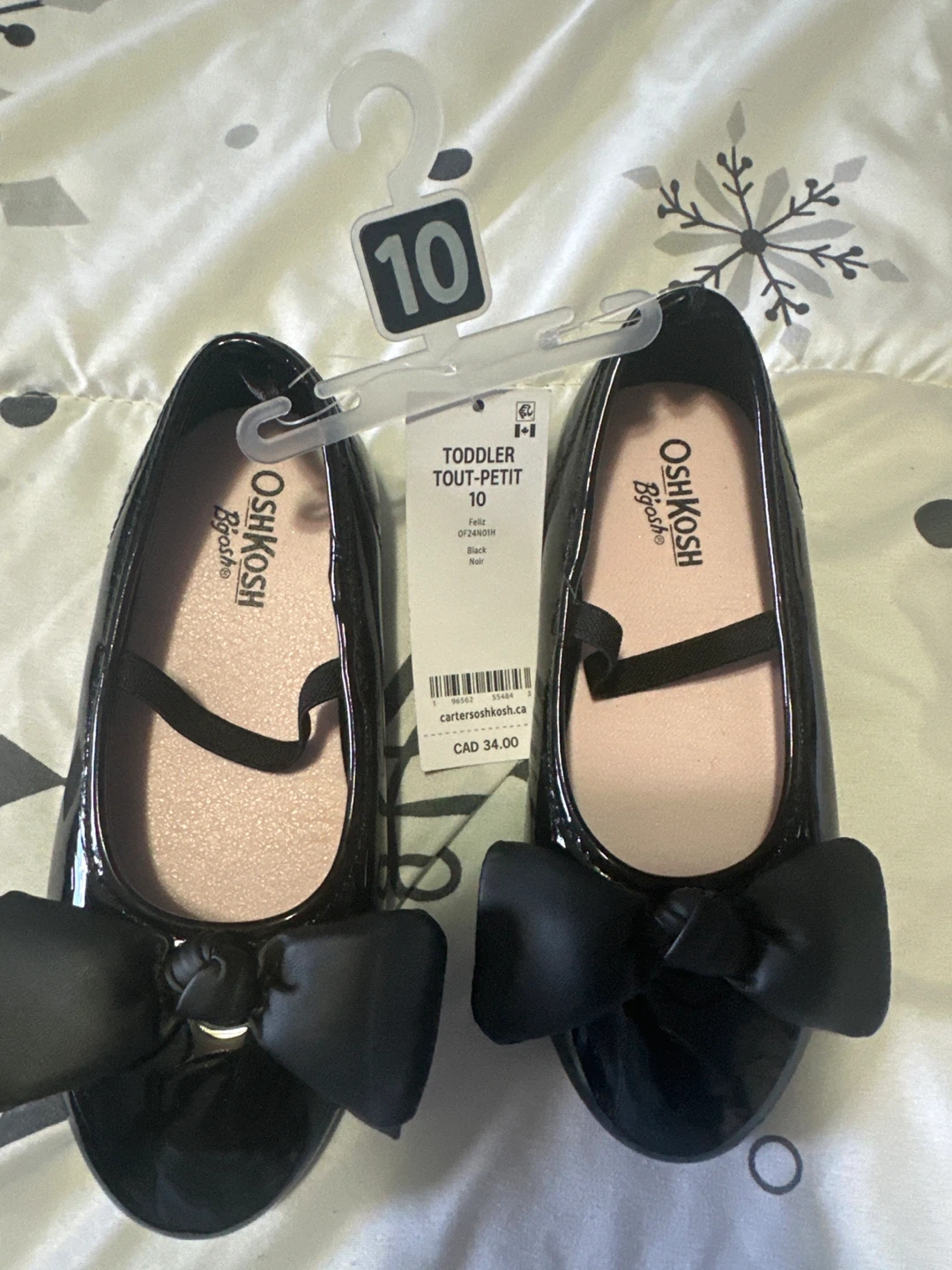 OshKosh B'gosh Toddler Girls Black Patent Bow Flats