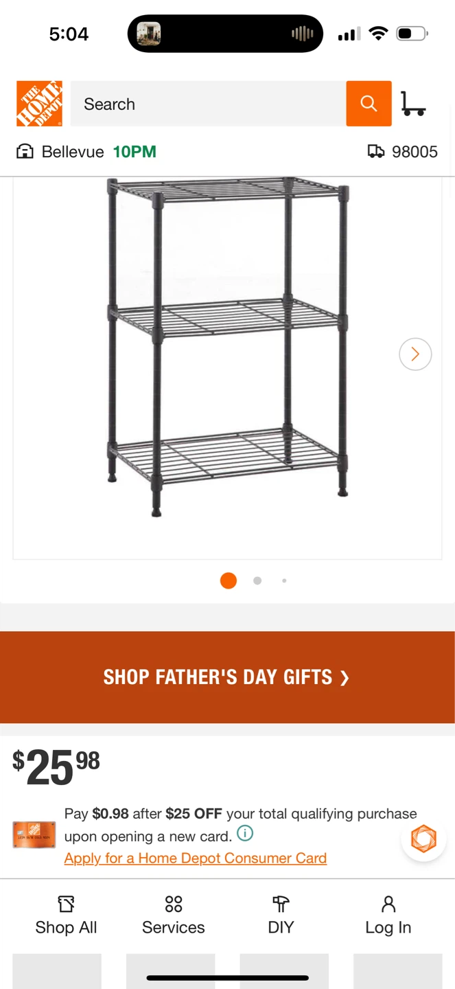 Black 3-Tier Wire Shelving Unit - photo 2