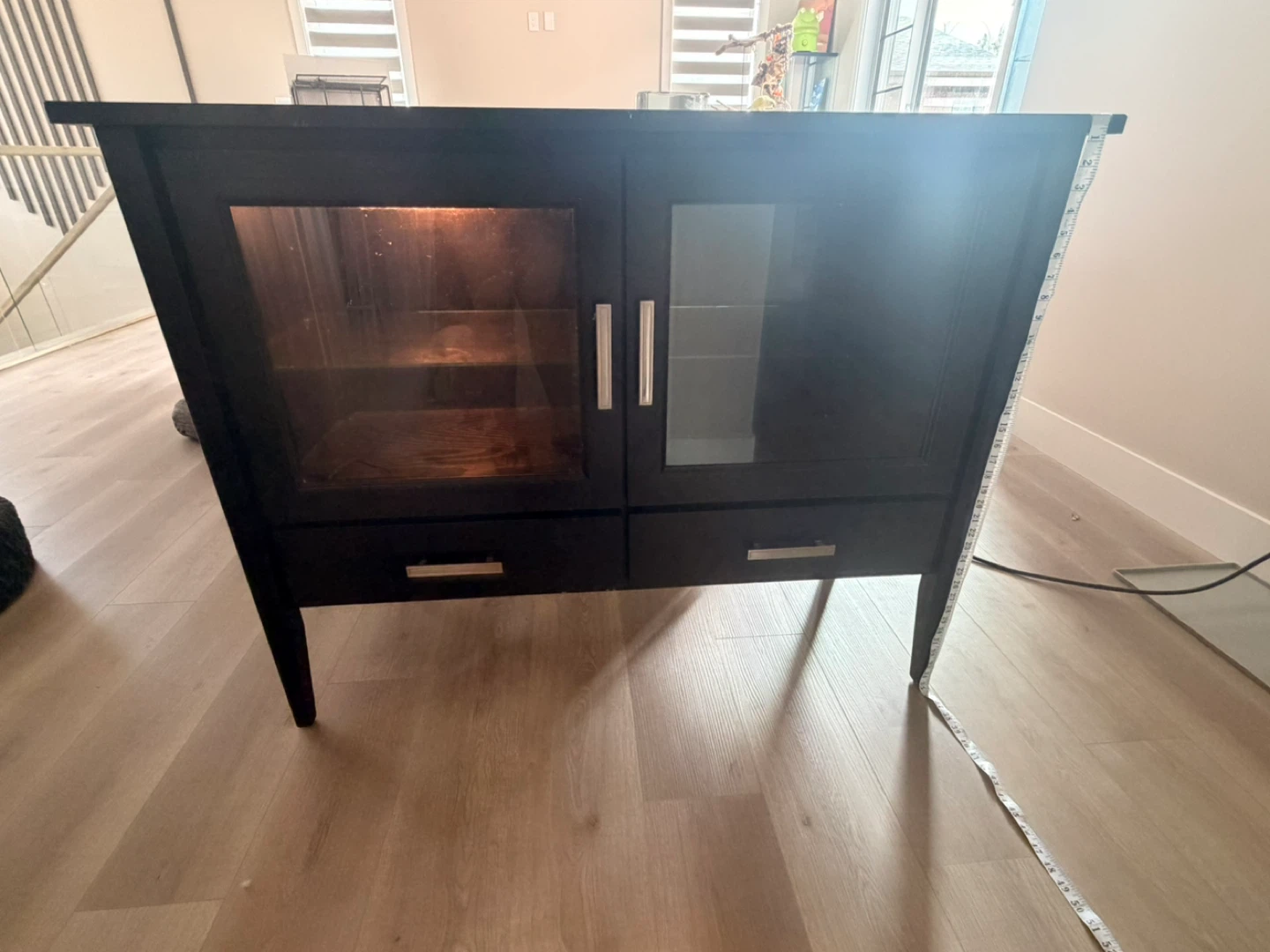 Black Glass Door Cabinet with Drawers - photo 3