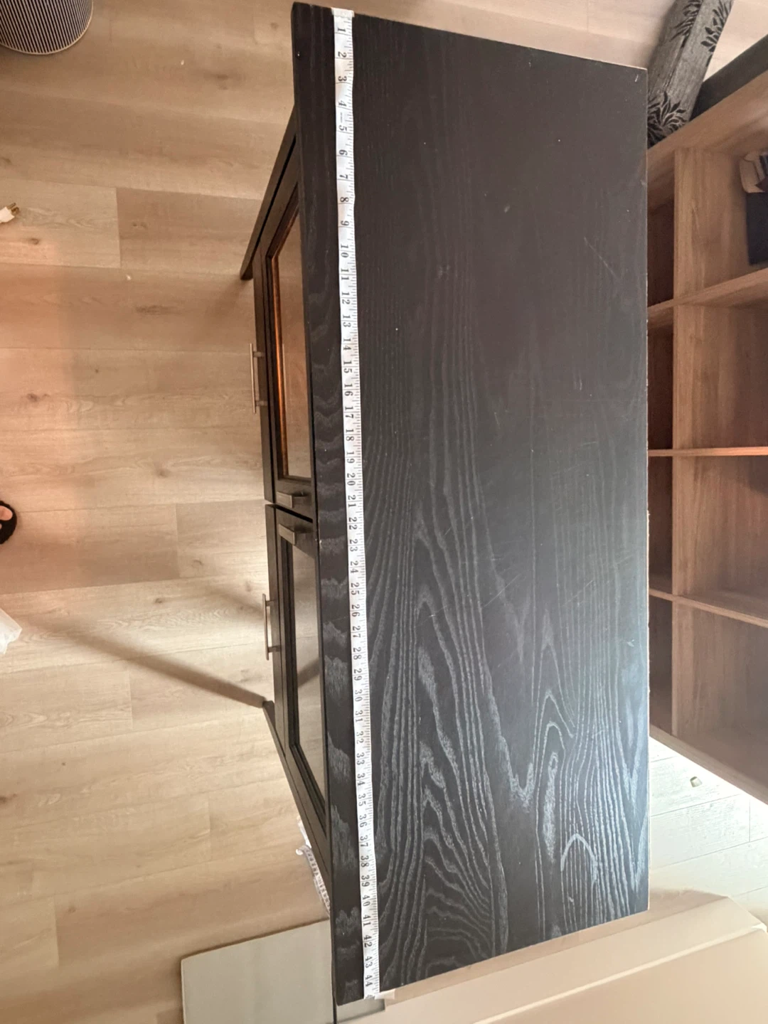 Black Glass Door Cabinet with Drawers - photo 4