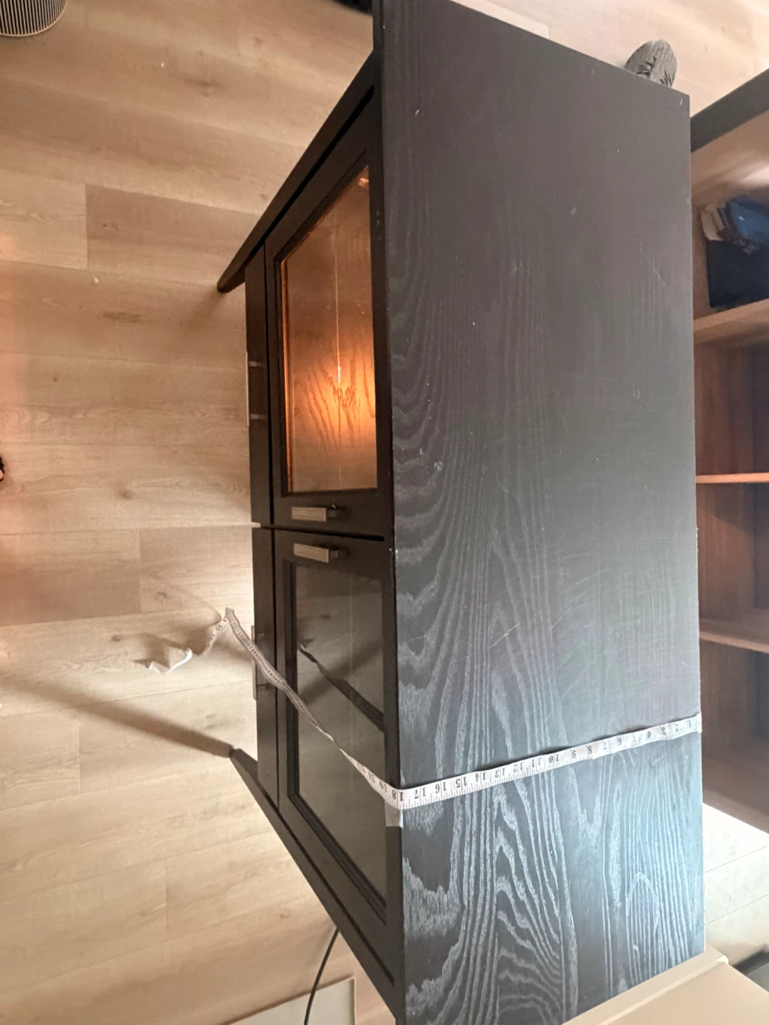 Black Glass Door Cabinet with Drawers - photo 5