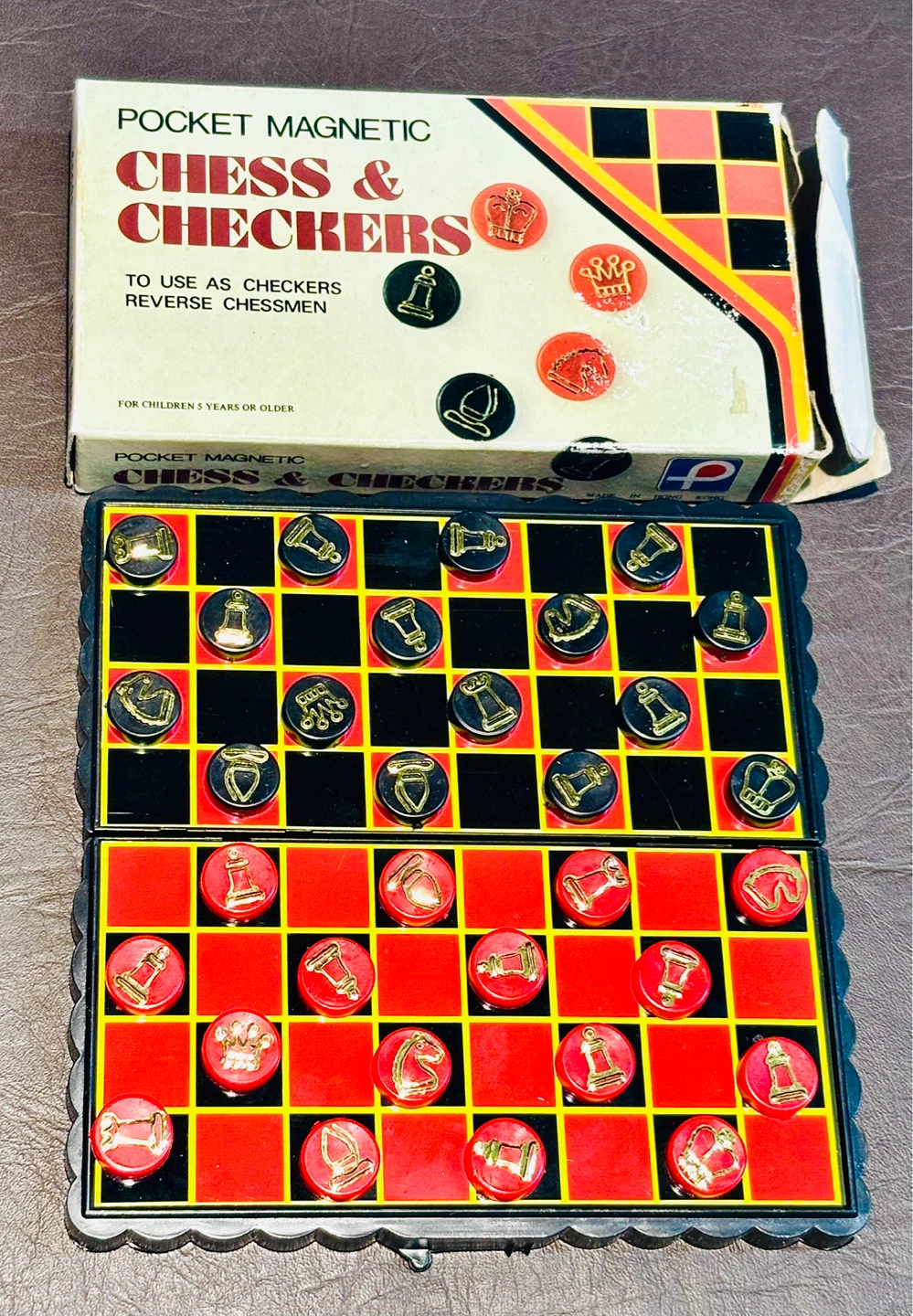 Travel size Magnetic Chess & Checkers Game