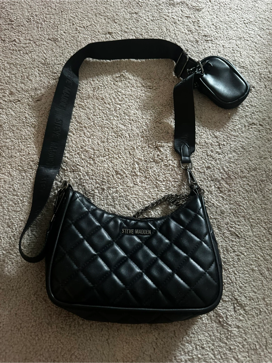 Steve Madden Quilted Shoulder Bag with Coin Pouch