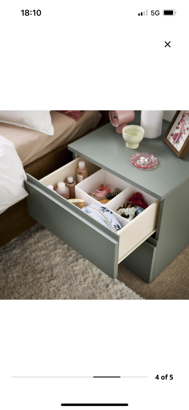 STORKINTA Nightstand - Gray/Green with 2 Drawers - photo 2