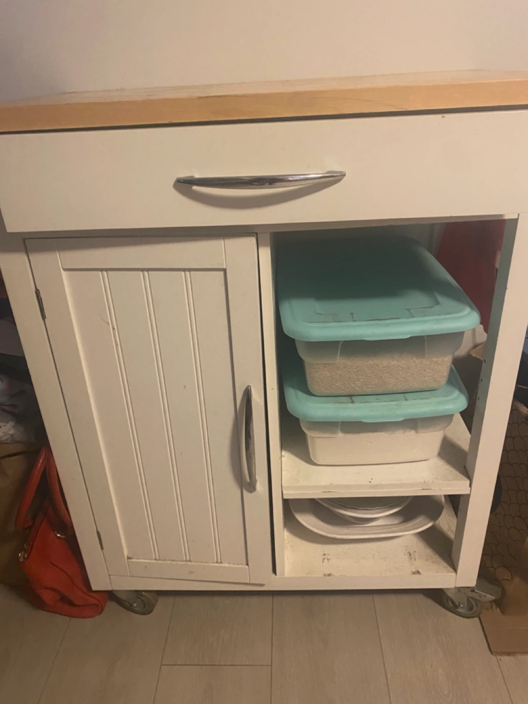 White Kitchen Cart with Storage
