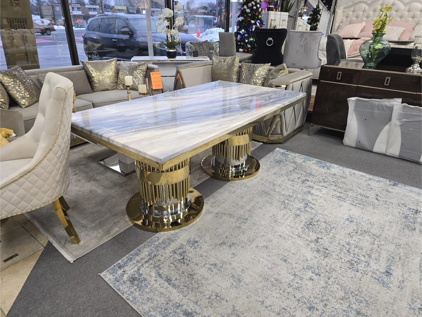 Marble and Gold Dining Table