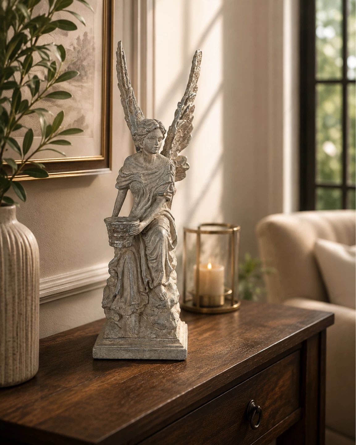 Angel Statue with Basket