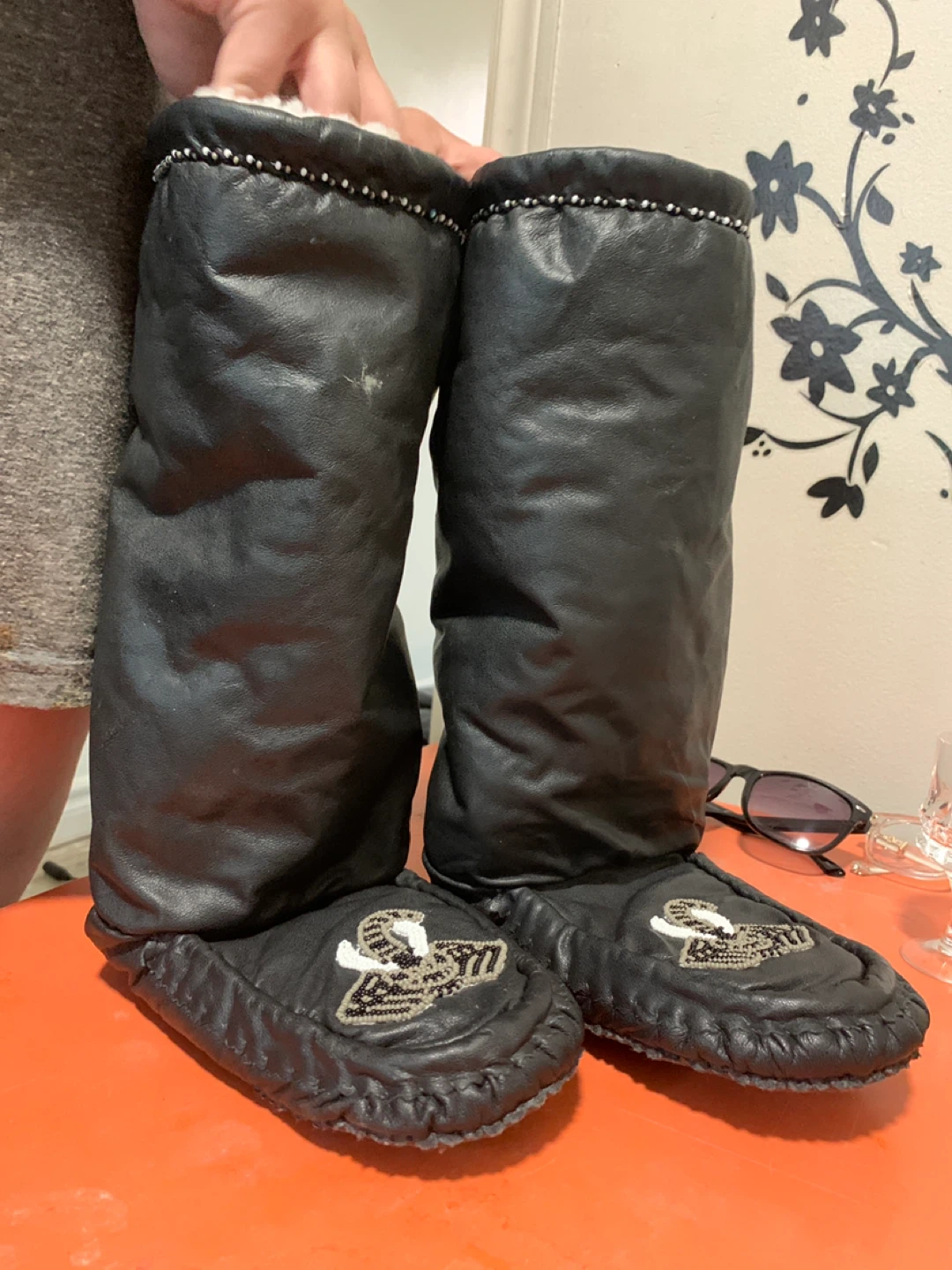 Handmade Leather Moccasins with Beaded Detail