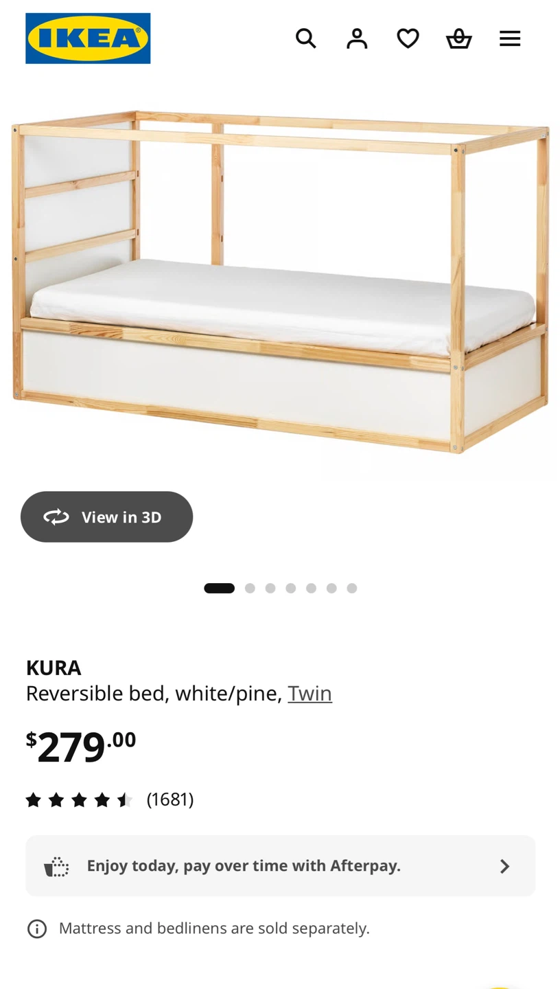 KURA Reversible bed, white/pine, Twin ( Ikea ) - photo 3