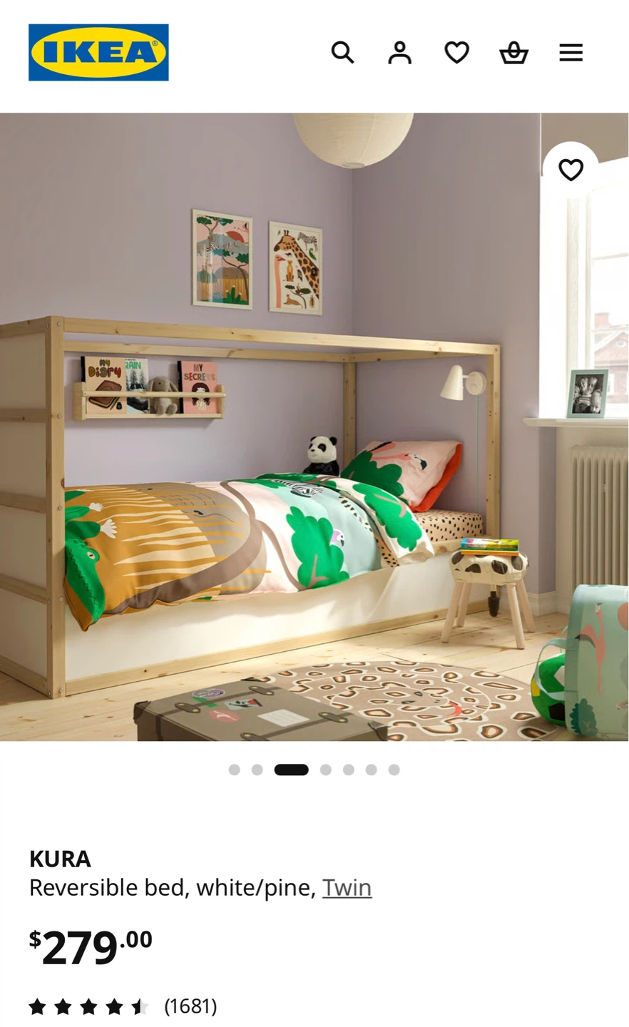 KURA Reversible bed, white/pine, Twin ( Ikea ) - photo 4