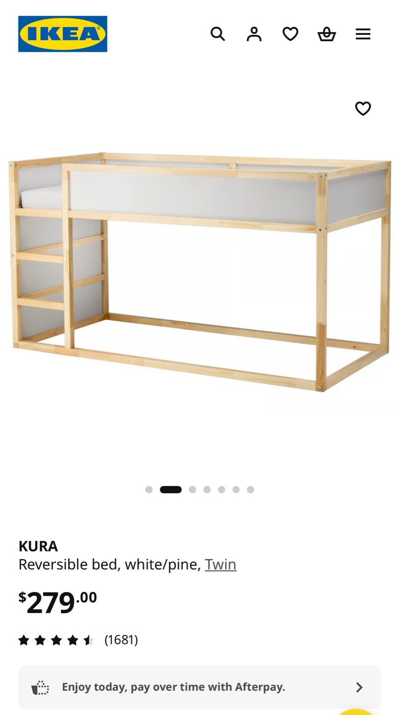 KURA Reversible bed, white/pine, Twin ( Ikea ) - photo 2