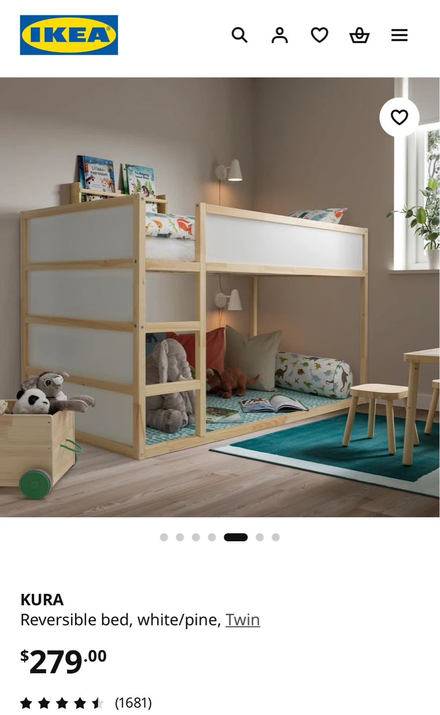 KURA Reversible bed, white/pine, Twin ( Ikea ) - photo 5