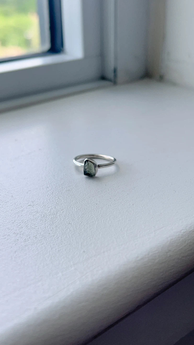 Moldavite Stone Sterling Silver Ring US 7 - photo 4