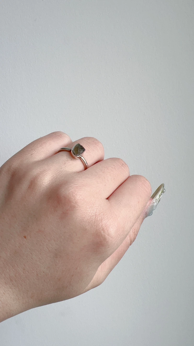 Moldavite Stone Sterling Silver Ring US 7 - photo 3