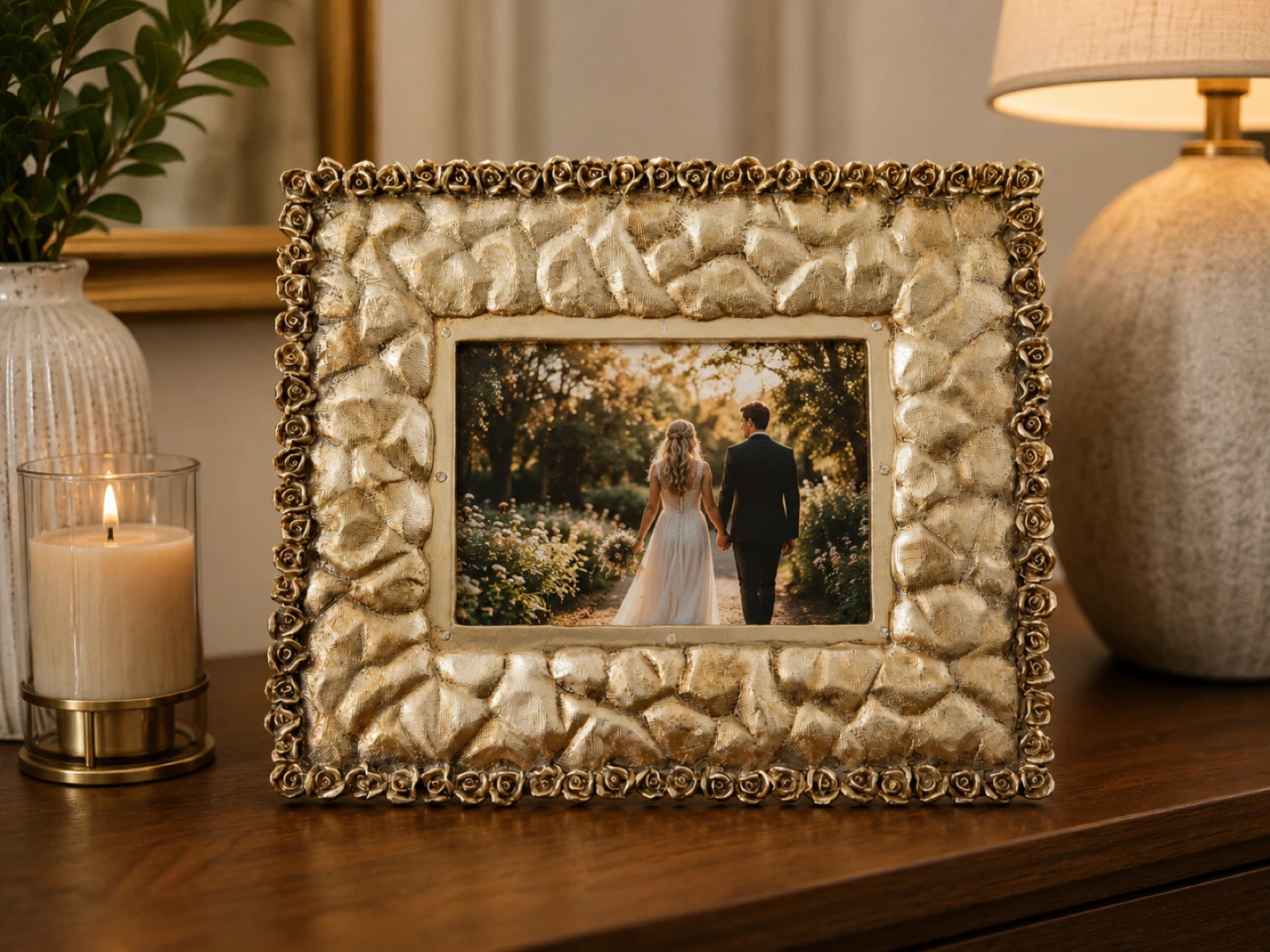 Ornate Gold Rose Photo Frame