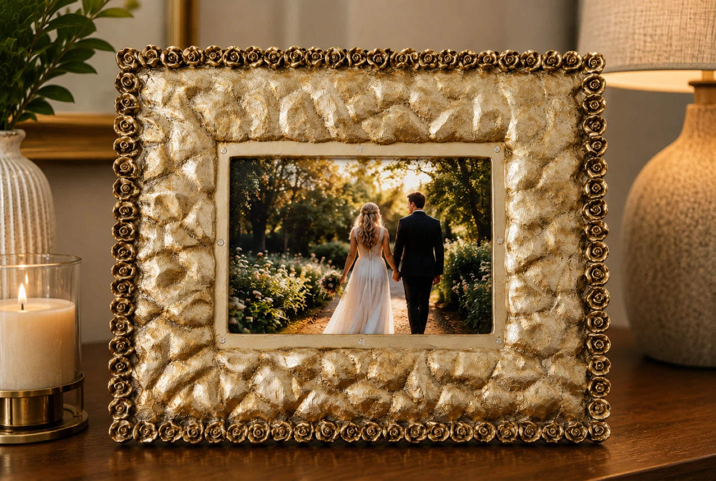 Ornate Gold Rose Photo Frame - photo 2