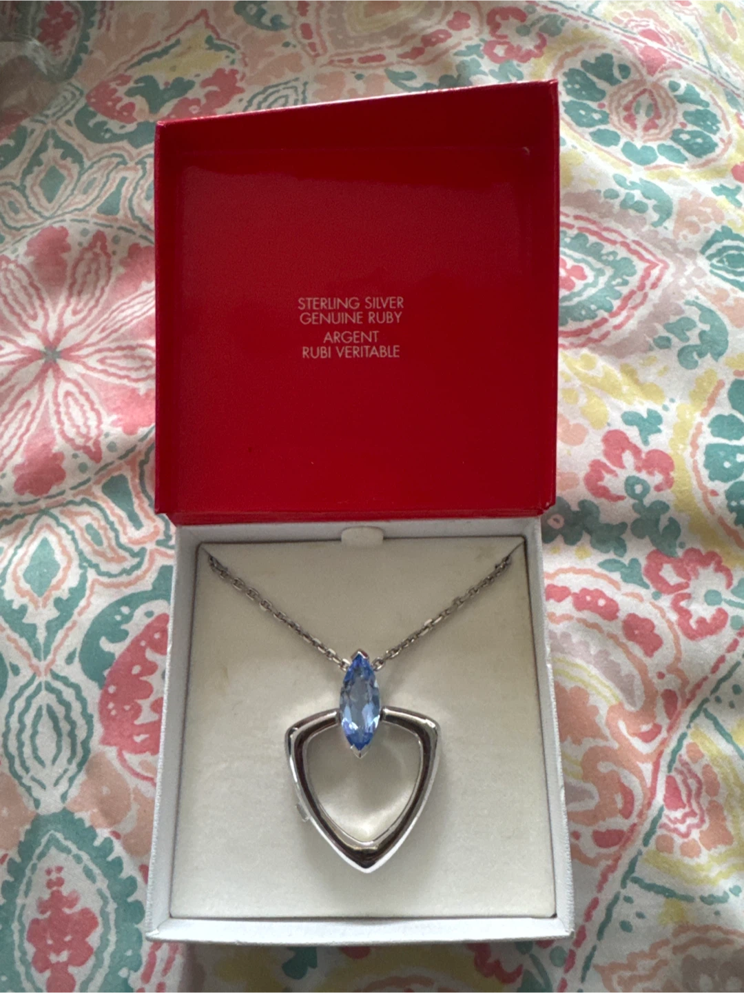 ELLE Sterling Silver Genuine Ruby Necklace
