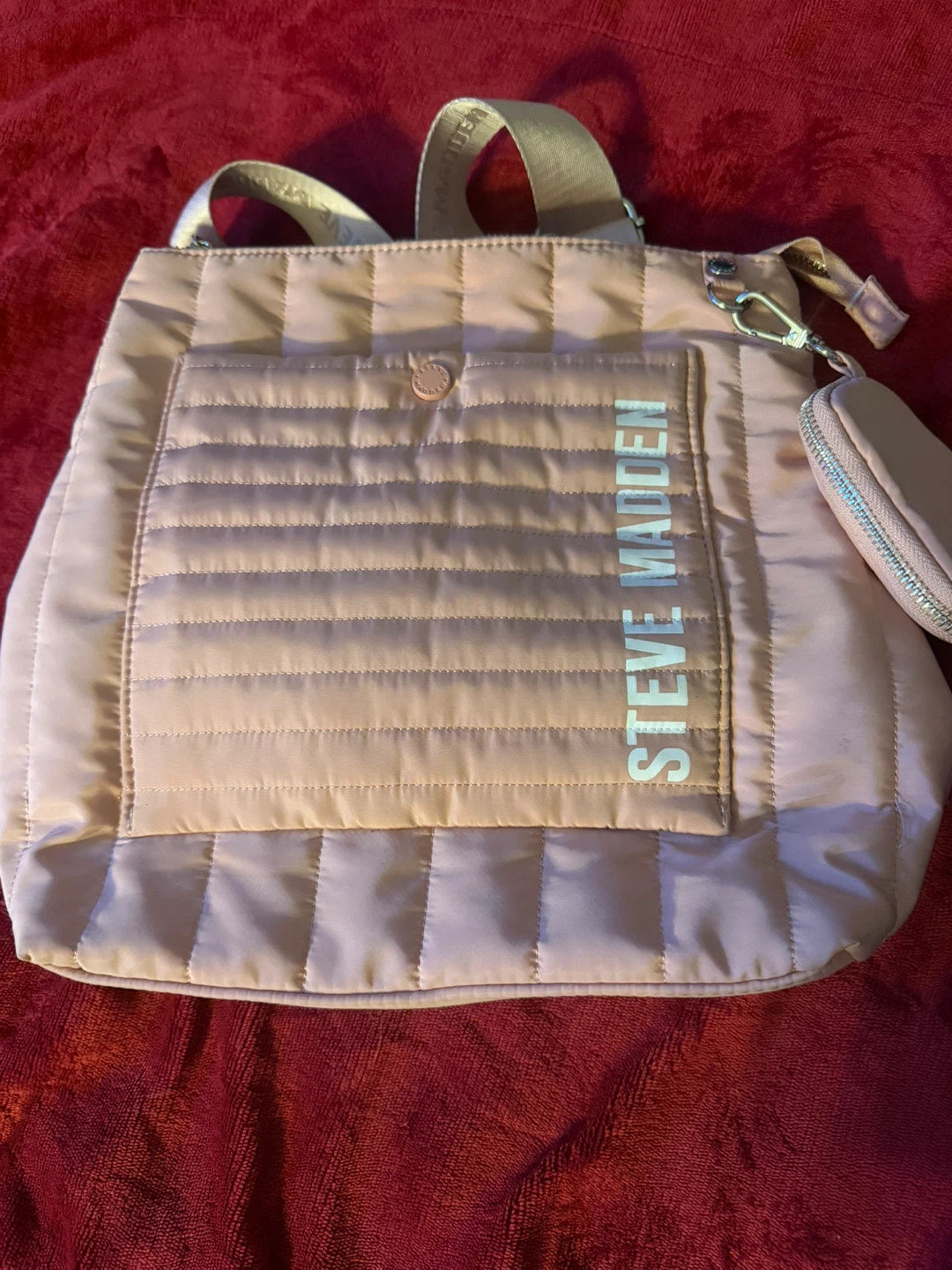 Steve Madden Pink Quilted Backpack/Tote Bag