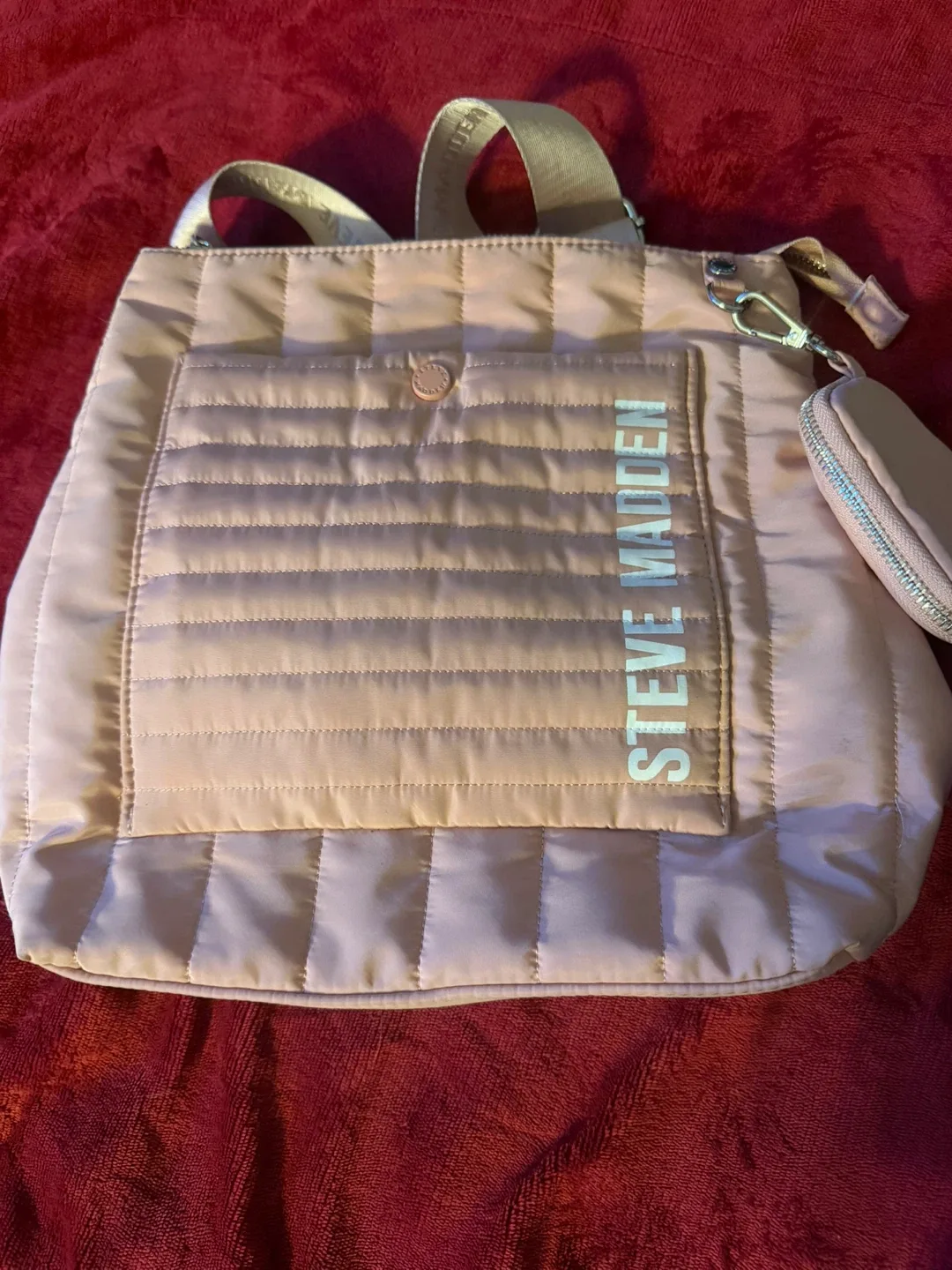 Steve Madden Pink Quilted Backpack/Tote Bag