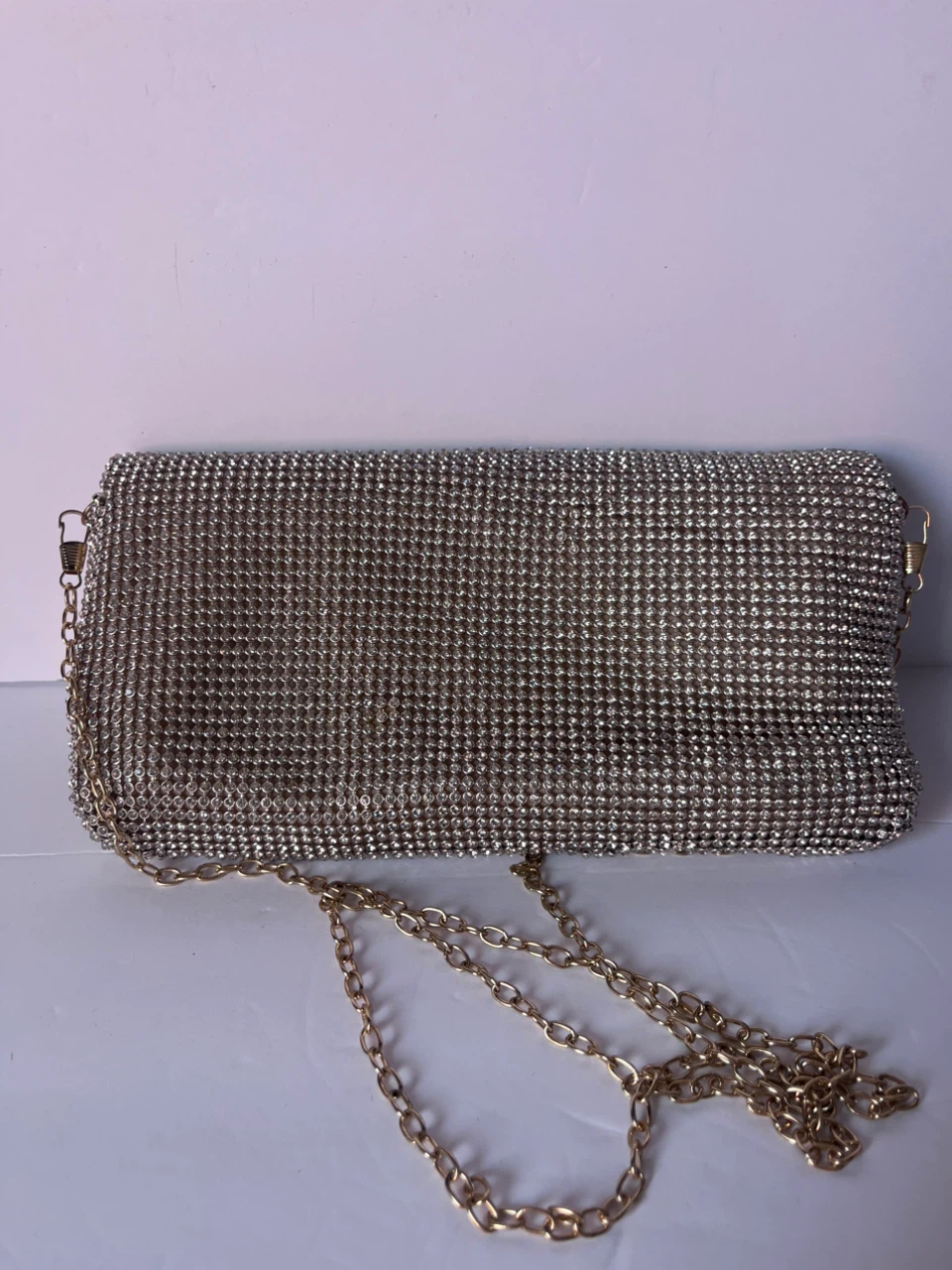 Sparkly Rhinestone Clutch Purse with Gold Chain - photo 2