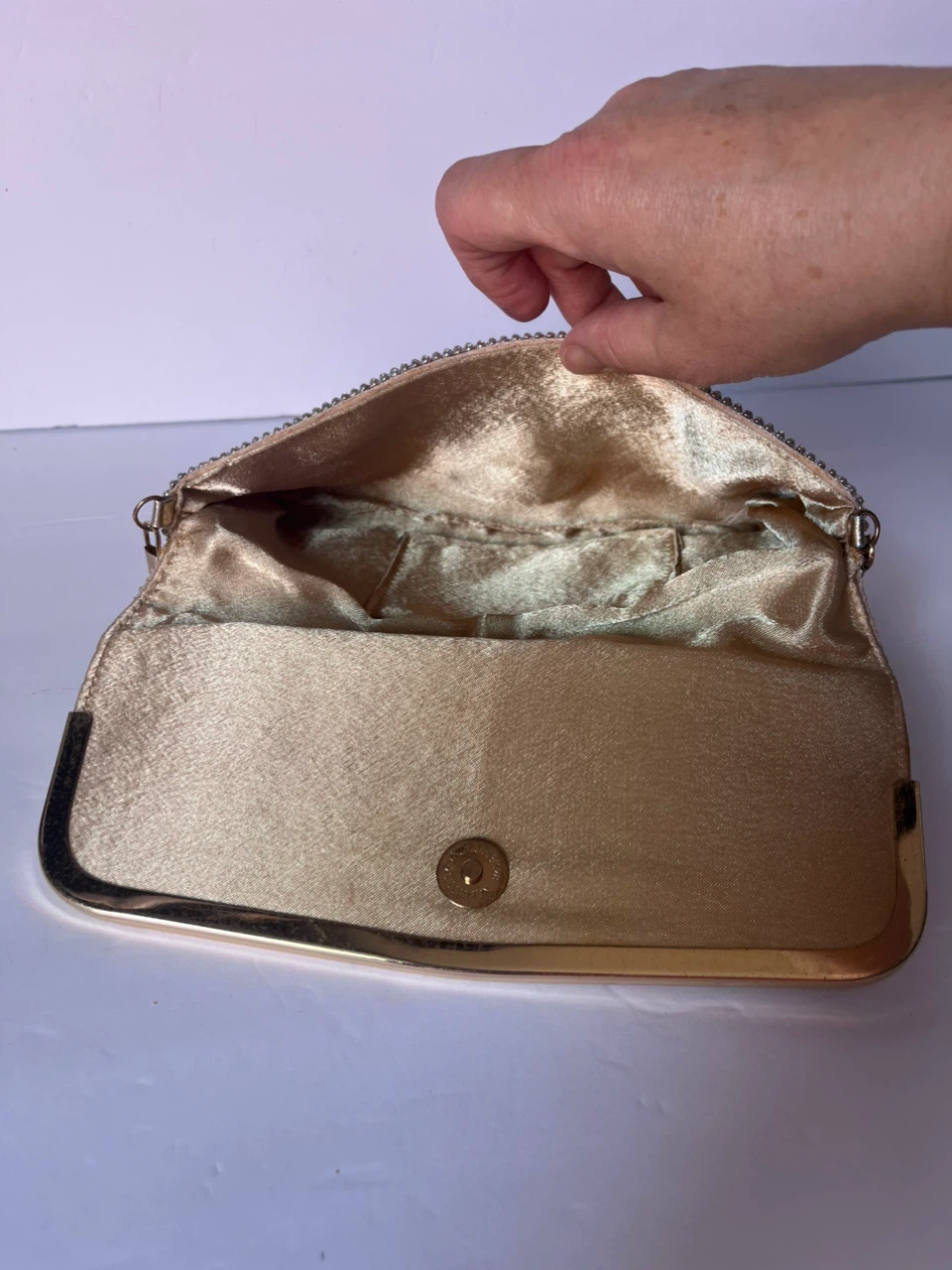 Sparkly Rhinestone Clutch Purse with Gold Chain - photo 3