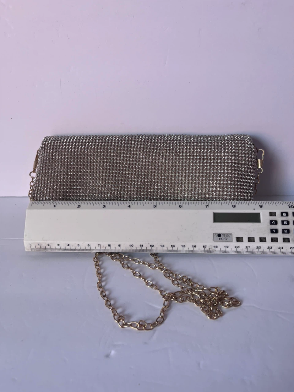Sparkly Rhinestone Clutch Purse with Gold Chain - photo 4