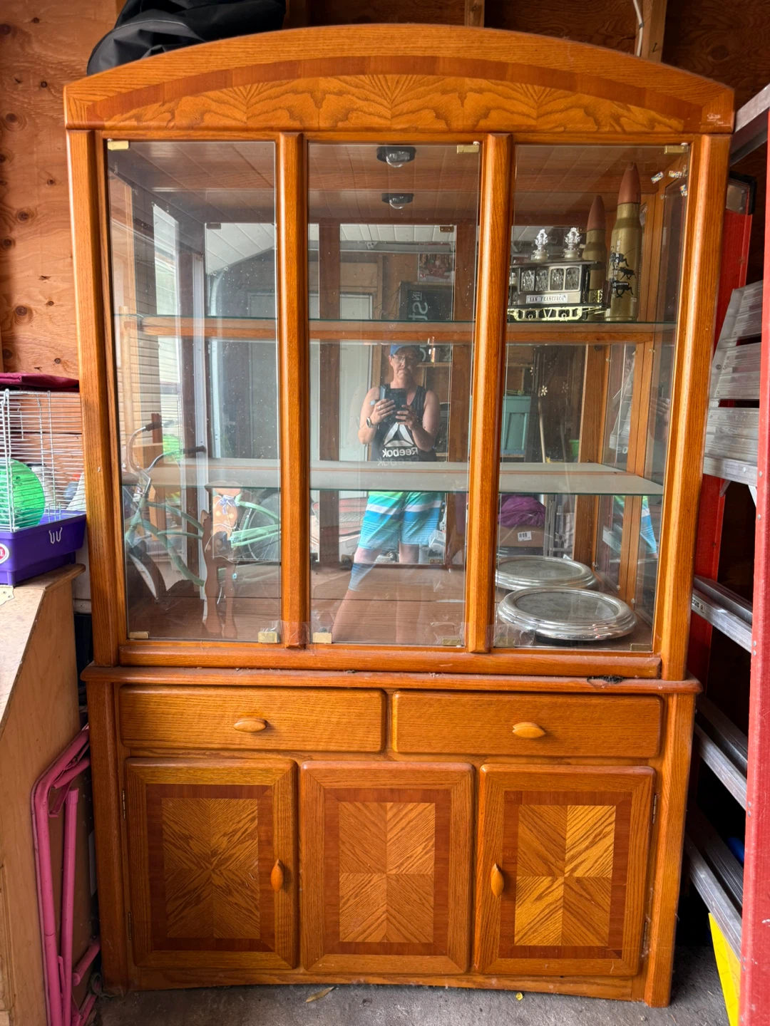 Wooden Display Cabinet with Glass Doors