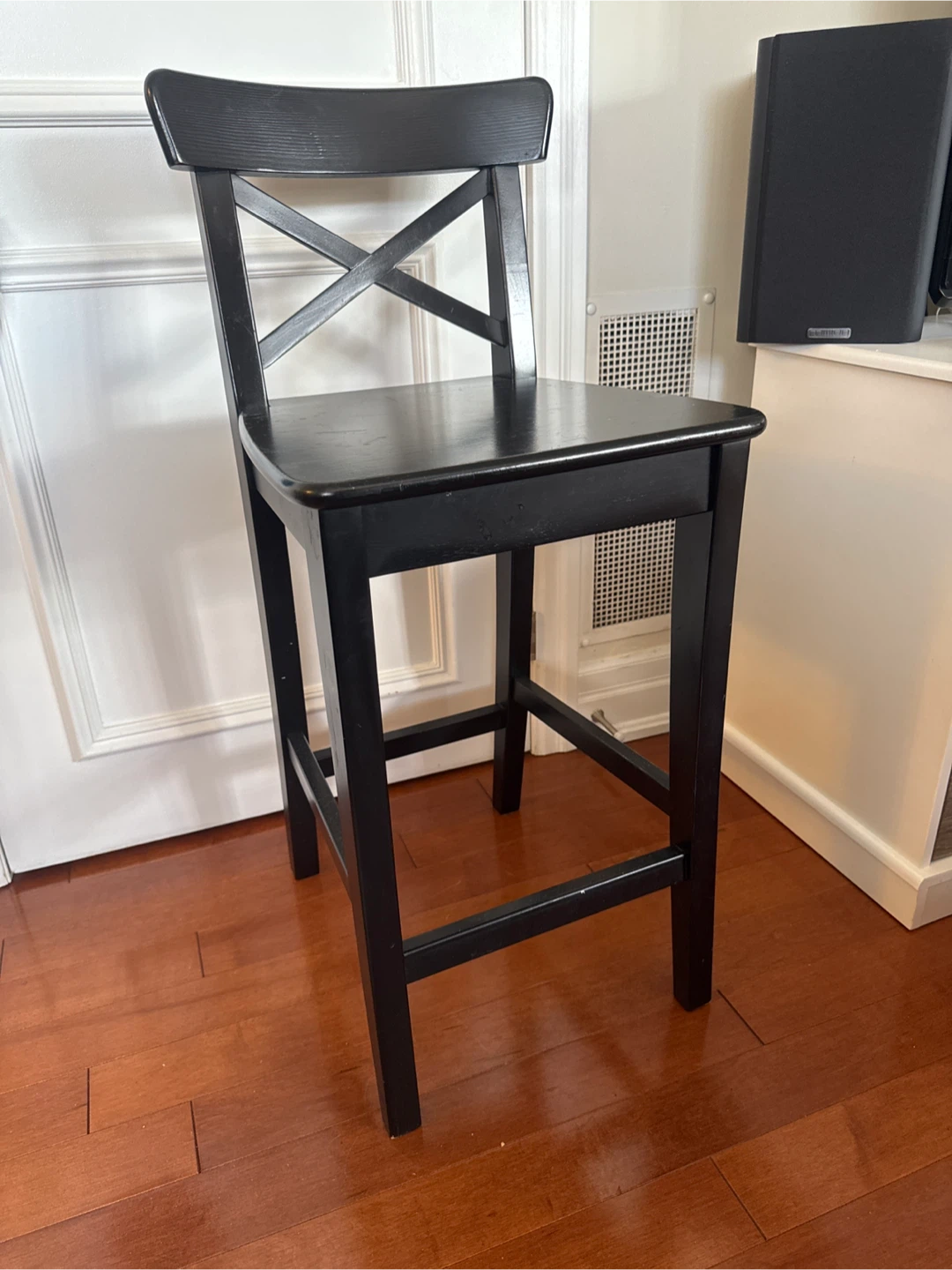 2 black IKEA rosentorp bar stools