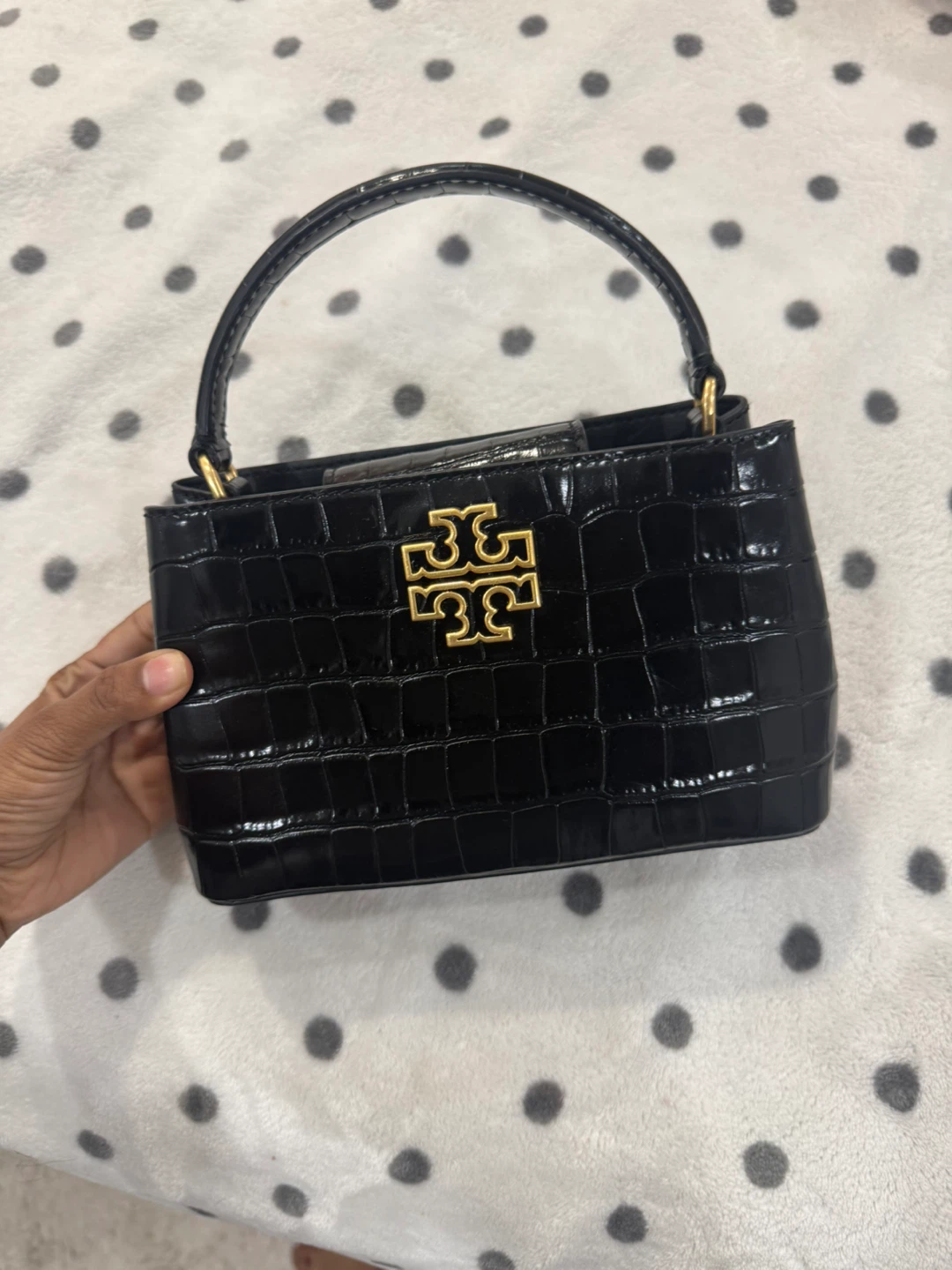 Tory Burch Black Croc-Embossed Handbag - photo 3