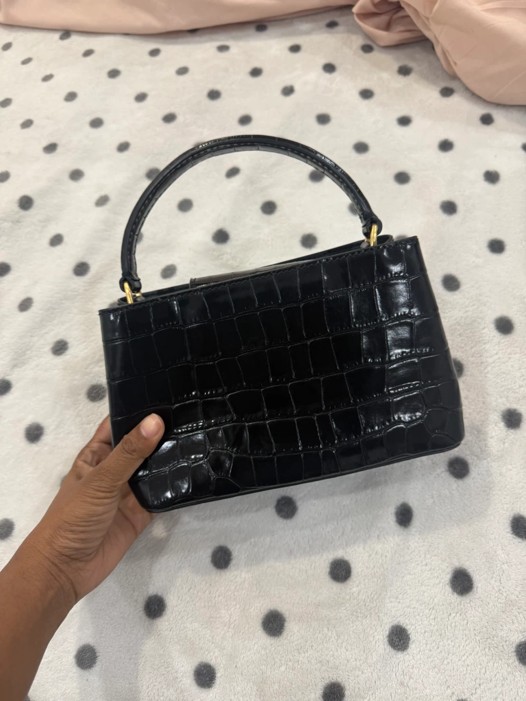 Tory Burch Black Croc-Embossed Handbag - photo 2