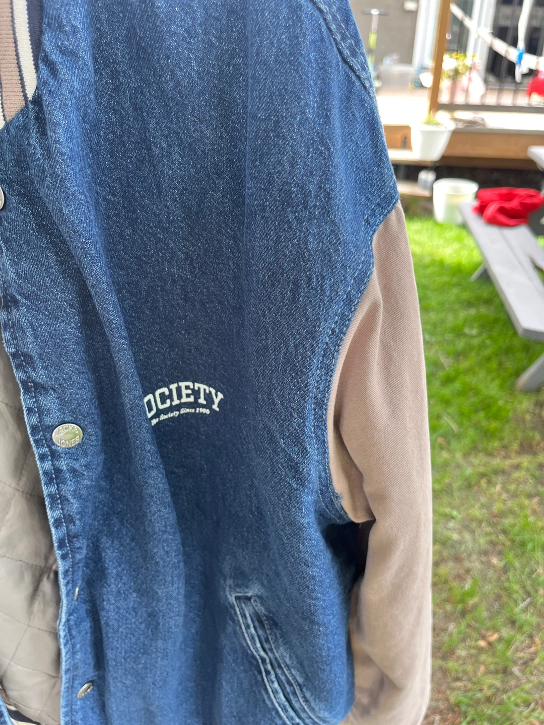 Jack & Jones Denim & Tan Varsity Jacket - photo 4