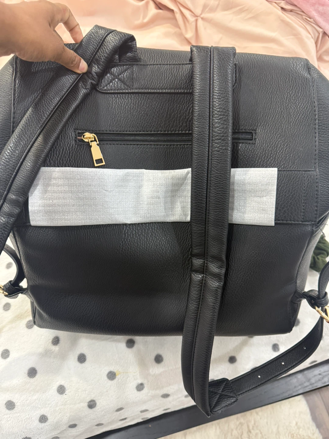 black faux leather backpack - photo 3