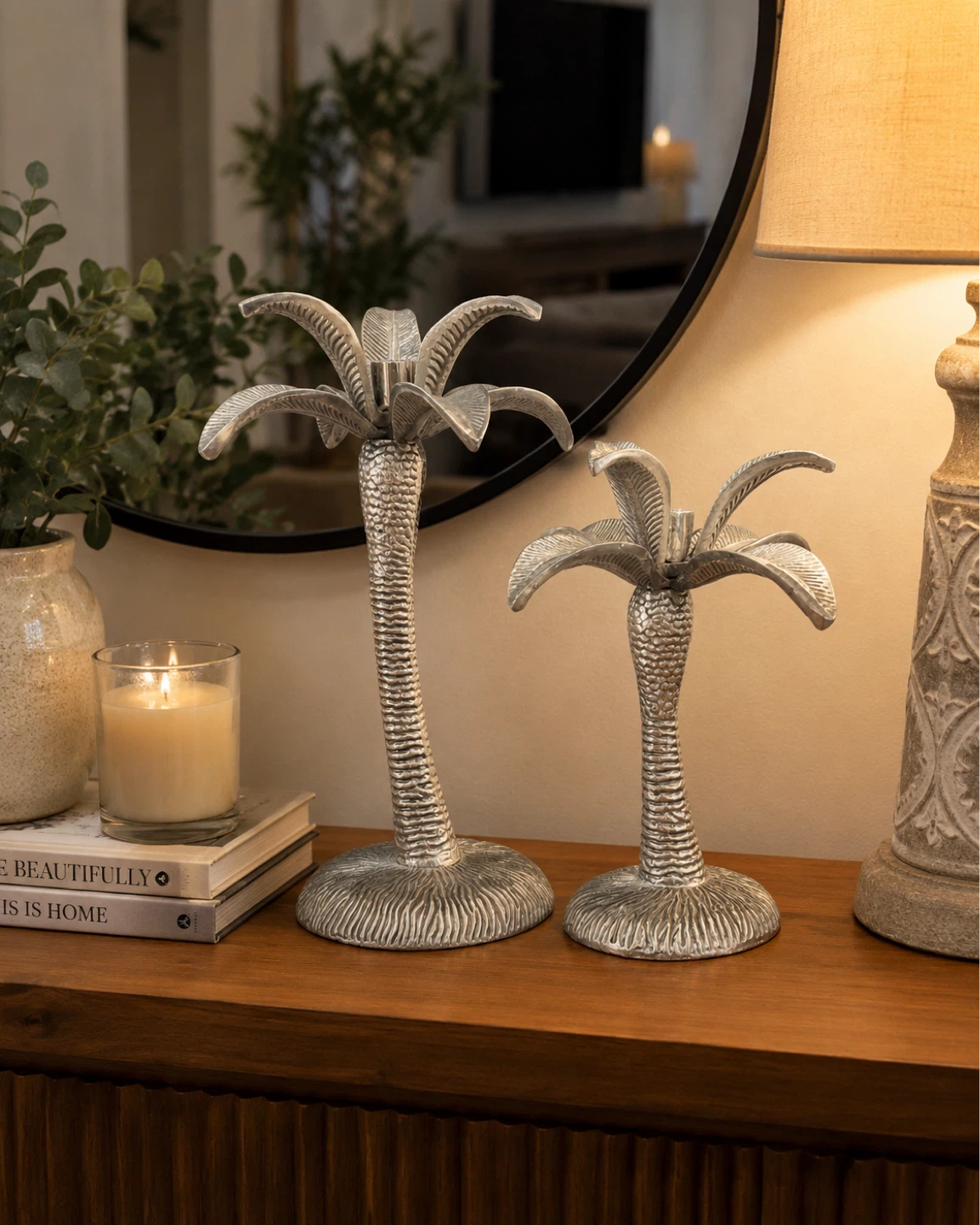 Palm Tree Candle Holders (Set of 2)