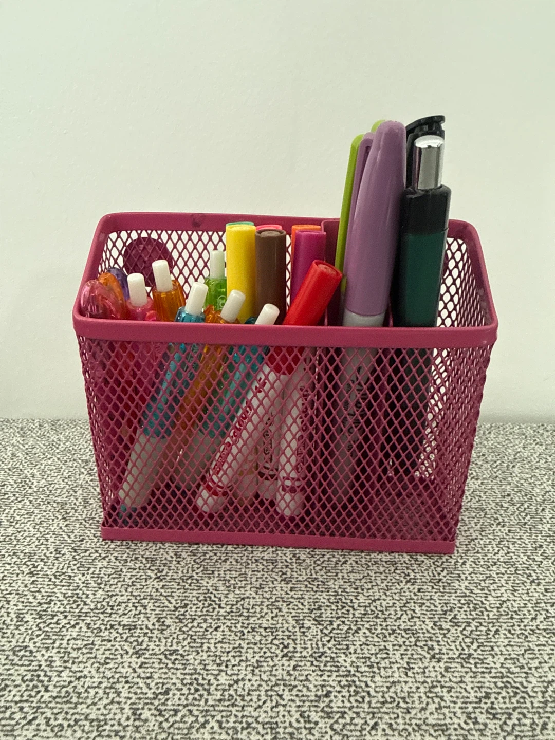 Pink Desk Organizer with Assorted Pens & Markers - photo 3
