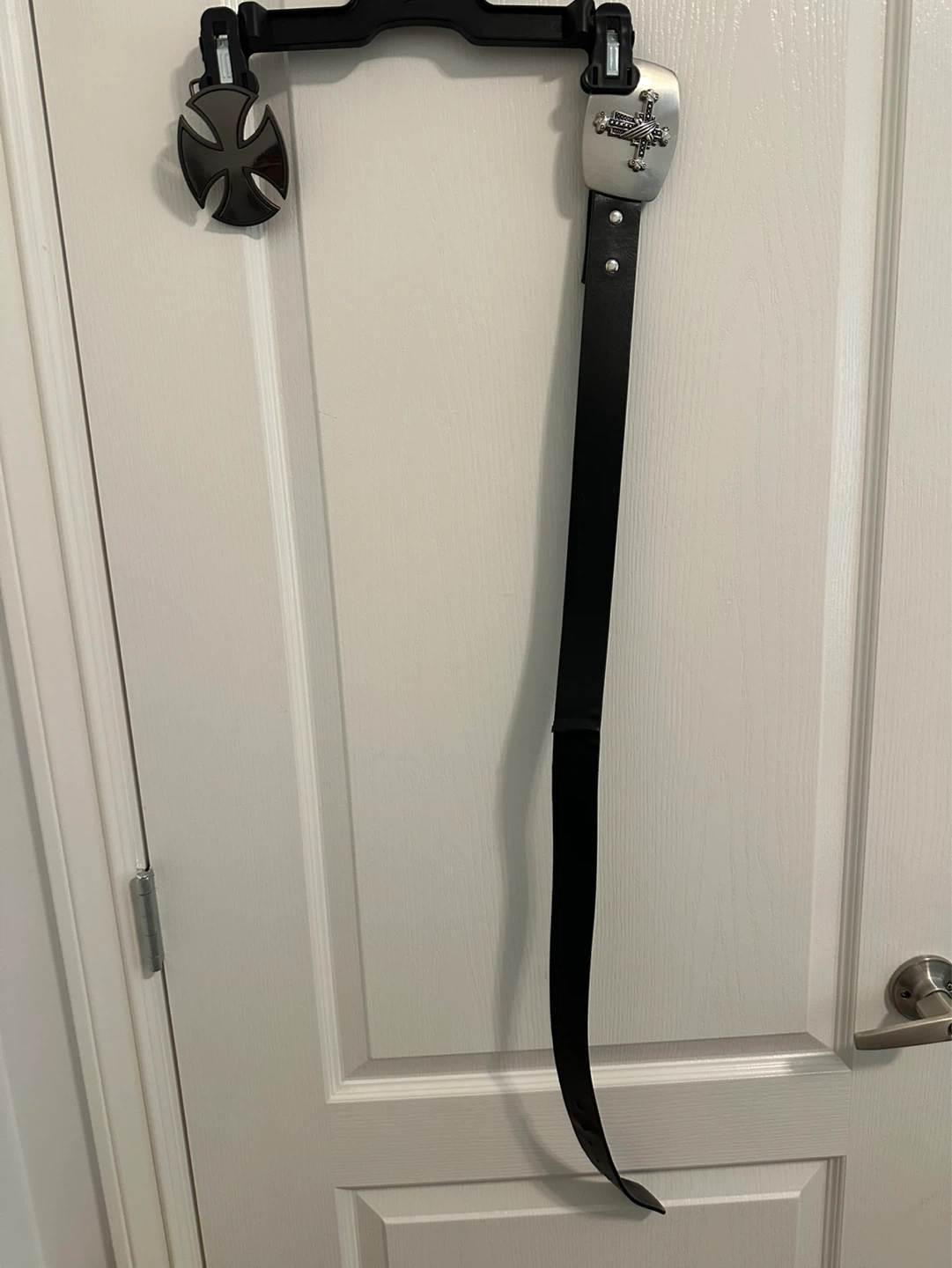 Black Belt with Silver Cross Buckle