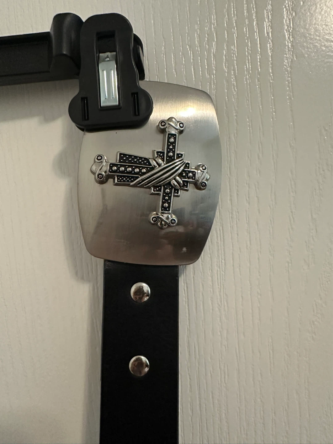 Black Belt with Silver Cross Buckle - photo 3
