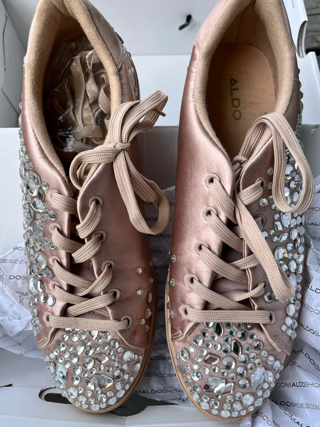 ALDO Women's Pink Satin Sparkle Sneakers