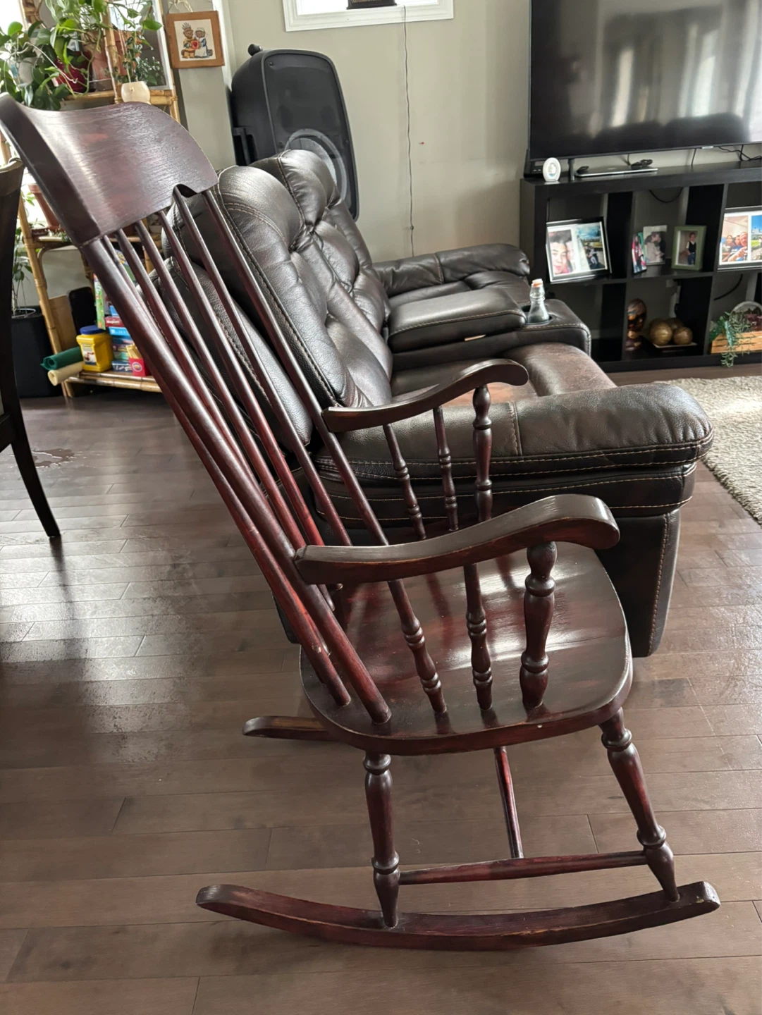 Wooden Rocking Chair - Dark Wood Finish