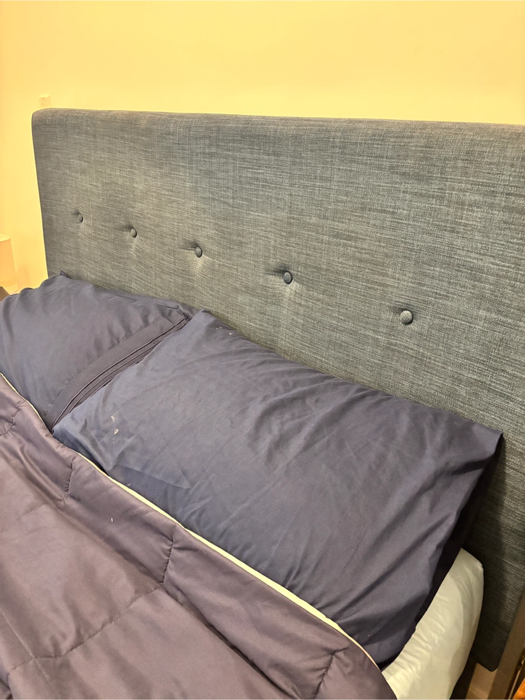 Blue Fabric Tufted Headboard