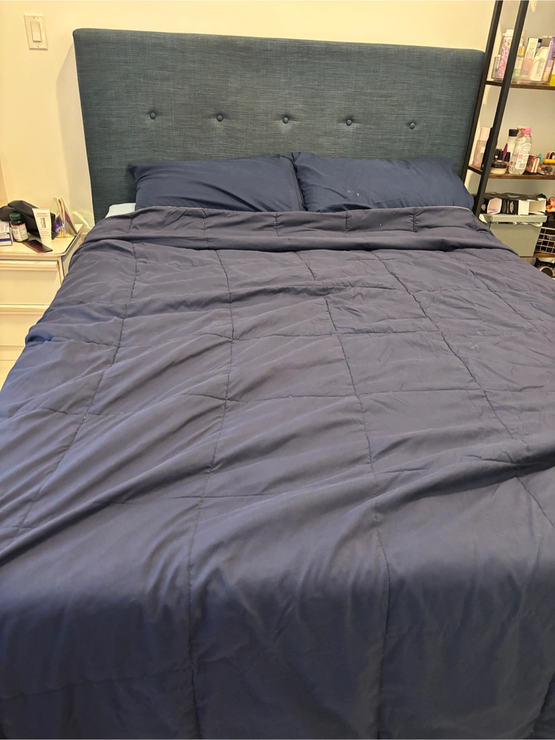 Blue Fabric Tufted Headboard - photo 2