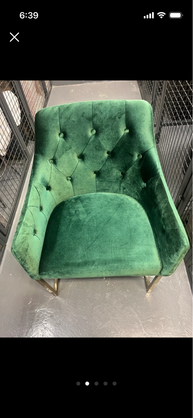 Green Velvet Accent Chair with Gold Legs - photo 2