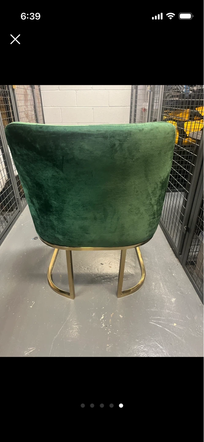 Green Velvet Accent Chair with Gold Legs - photo 5