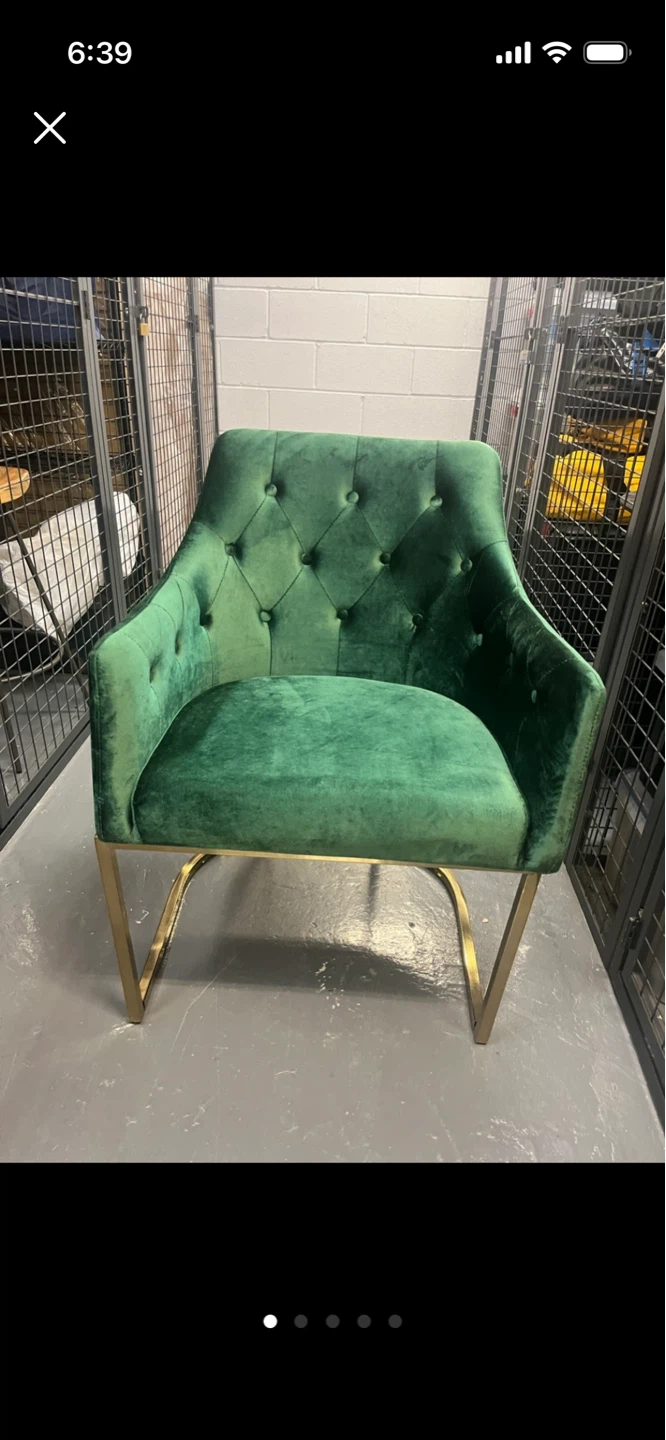 Green Velvet Accent Chair with Gold Legs