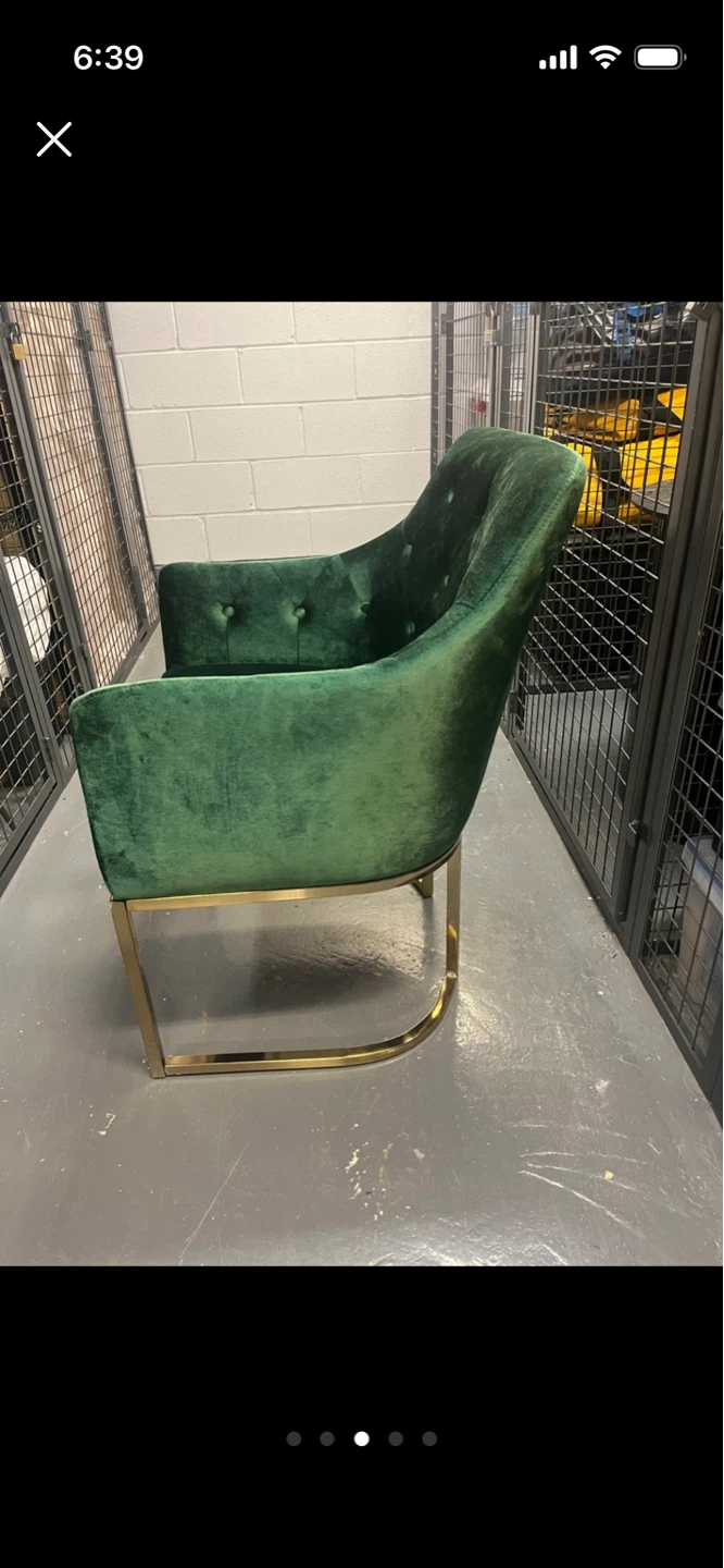 Green Velvet Accent Chair with Gold Legs - photo 3