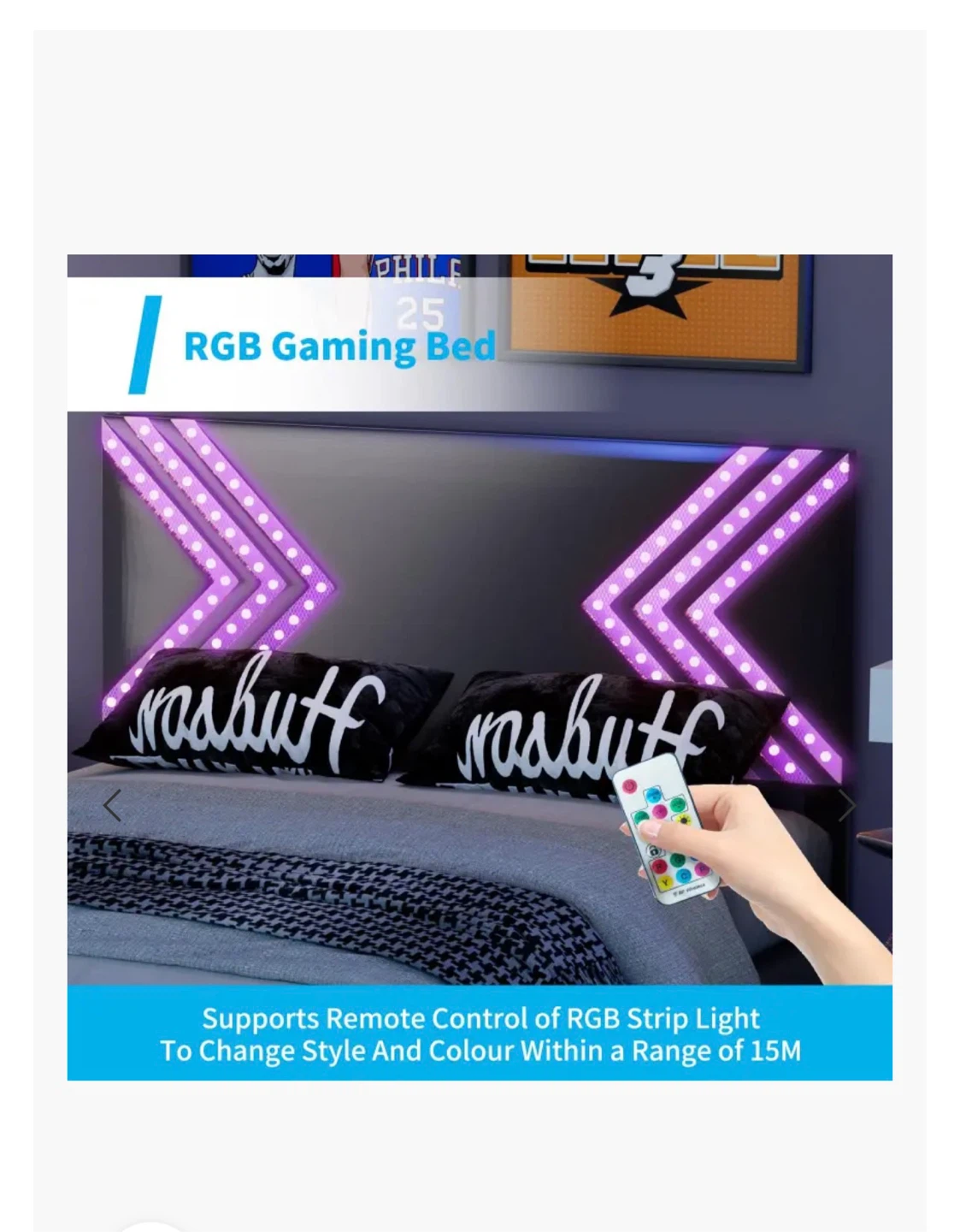 RGB Gaming Bed Frame with LED Lights (Twin bed) - photo 4