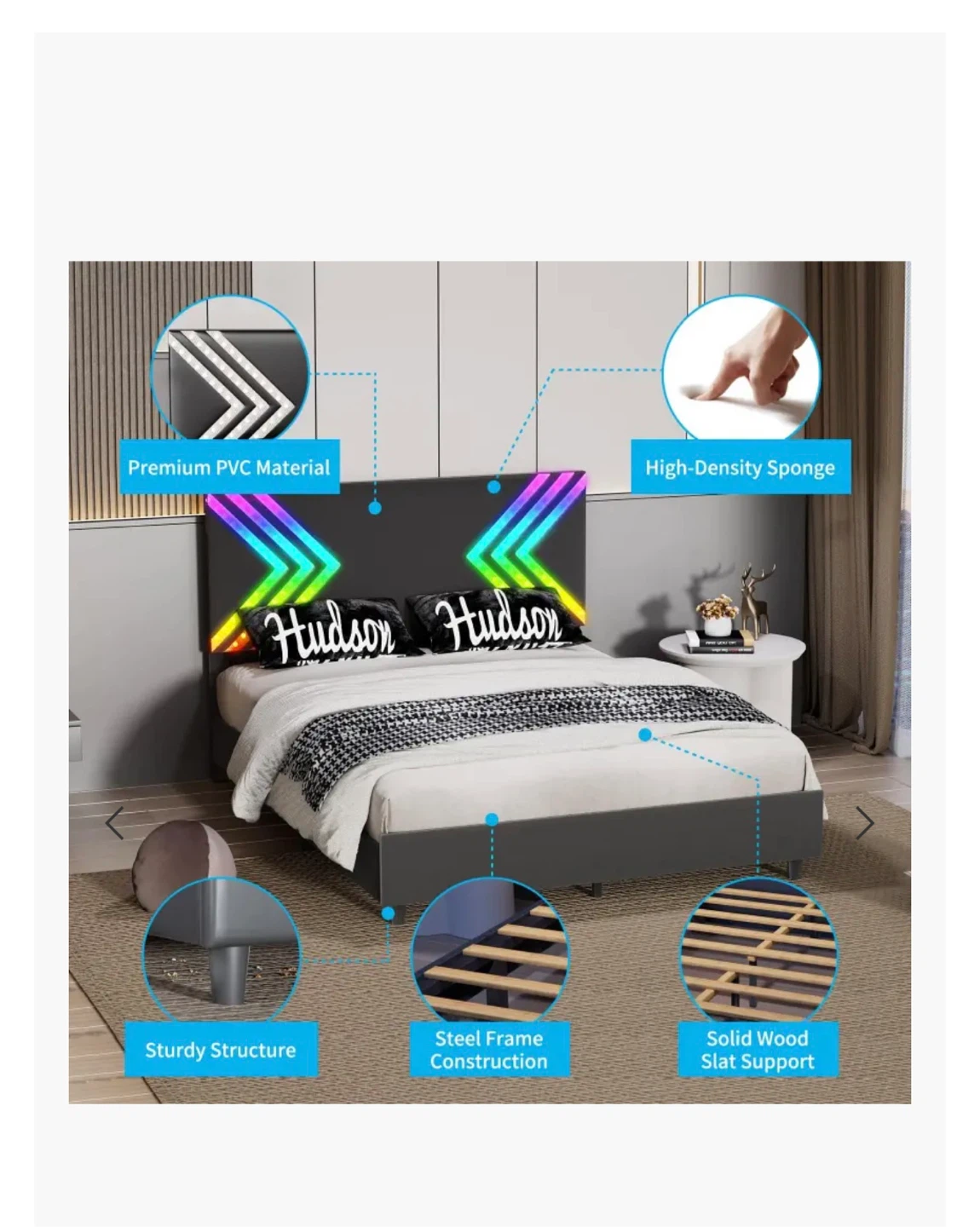 RGB Gaming Bed Frame with LED Lights (Twin bed) - photo 5