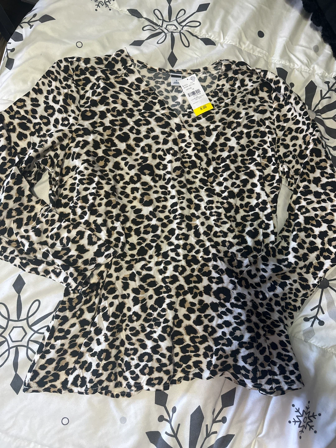 Leopard Print Long Sleeve Blouse